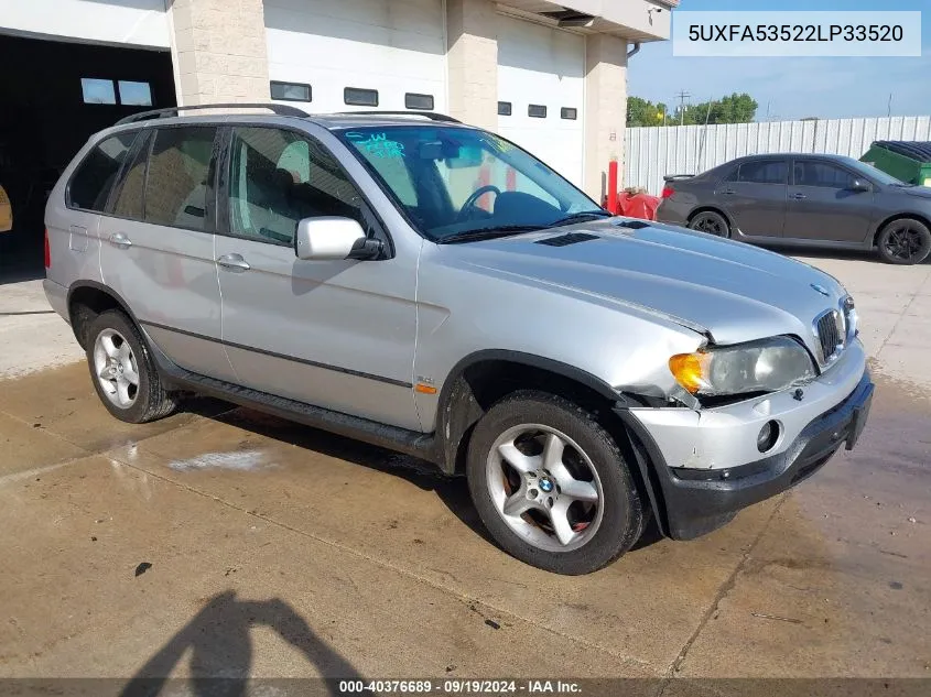 2002 BMW X5 3.0I VIN: 5UXFA53522LP33520 Lot: 40376689