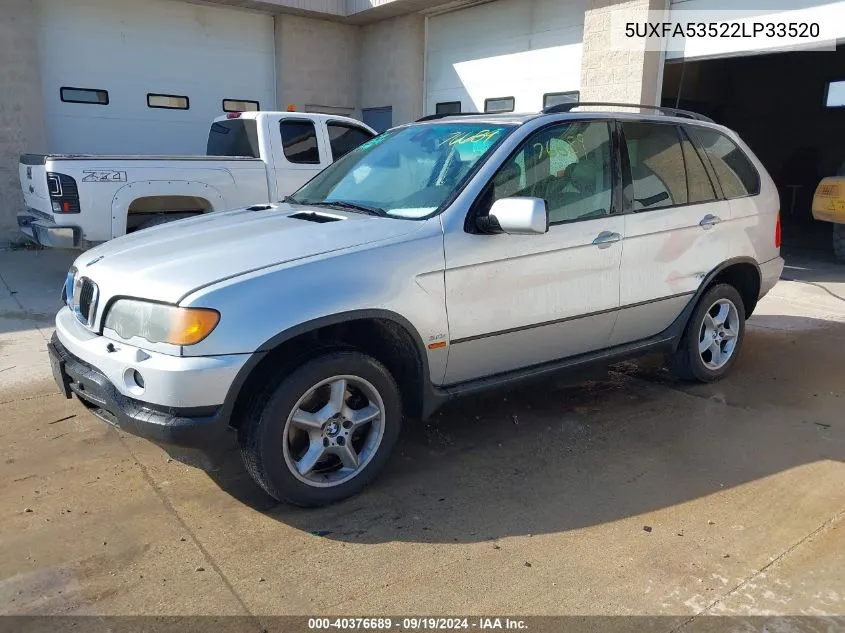 2002 BMW X5 3.0I VIN: 5UXFA53522LP33520 Lot: 40376689