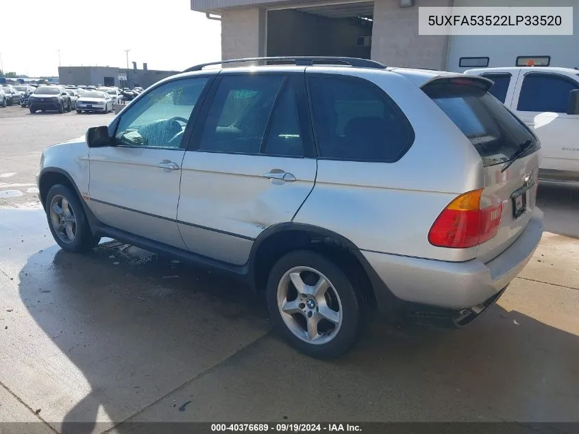 2002 BMW X5 3.0I VIN: 5UXFA53522LP33520 Lot: 40376689