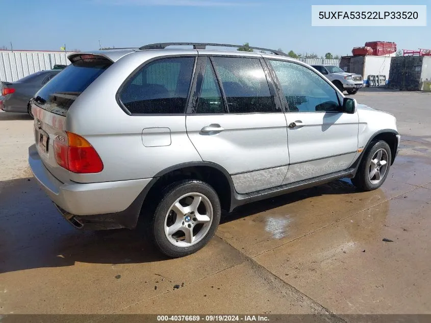 2002 BMW X5 3.0I VIN: 5UXFA53522LP33520 Lot: 40376689