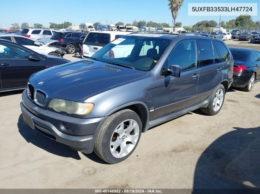 2003 BMW X5 4.4I VIN: 5UXFB33533LH47724 Lot: 40146952