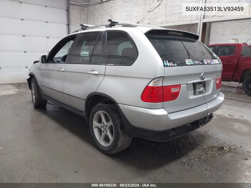 2003 BMW X5 3.0I VIN: 5UXFA53513LV93459 Lot: 40180230