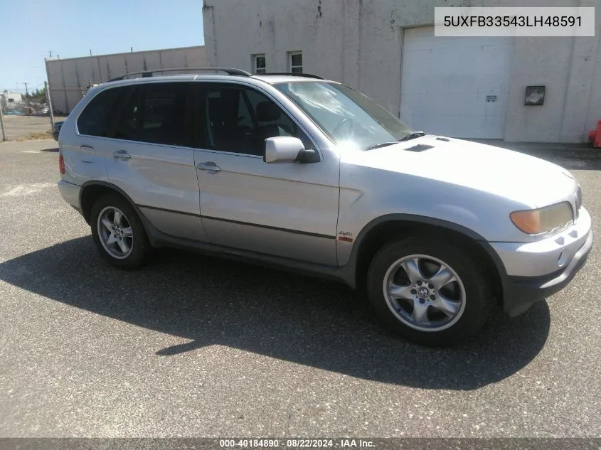 2003 BMW X5 4.4I VIN: 5UXFB33543LH48591 Lot: 40184890