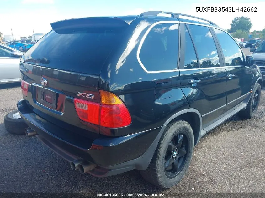 2003 BMW X5 4.4I VIN: 5UXFB33543LH42662 Lot: 40186605