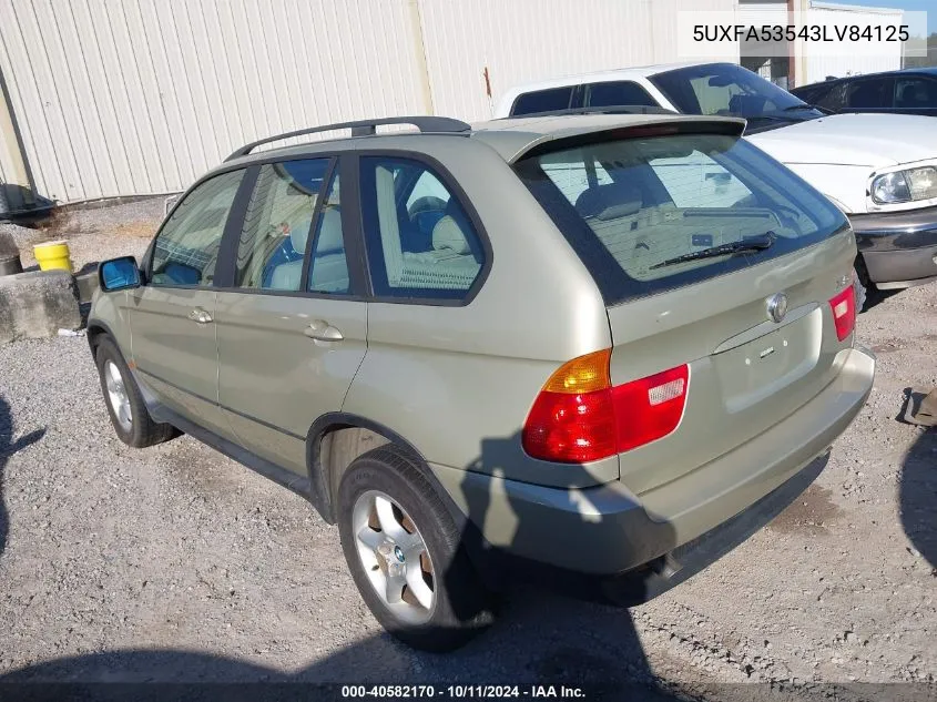 2003 BMW X5 3.0I VIN: 5UXFA53543LV84125 Lot: 40582170