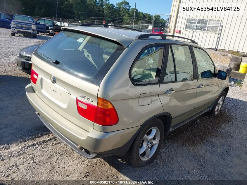 2003 BMW X5 3.0I VIN: 5UXFA53543LV84125 Lot: 40582170