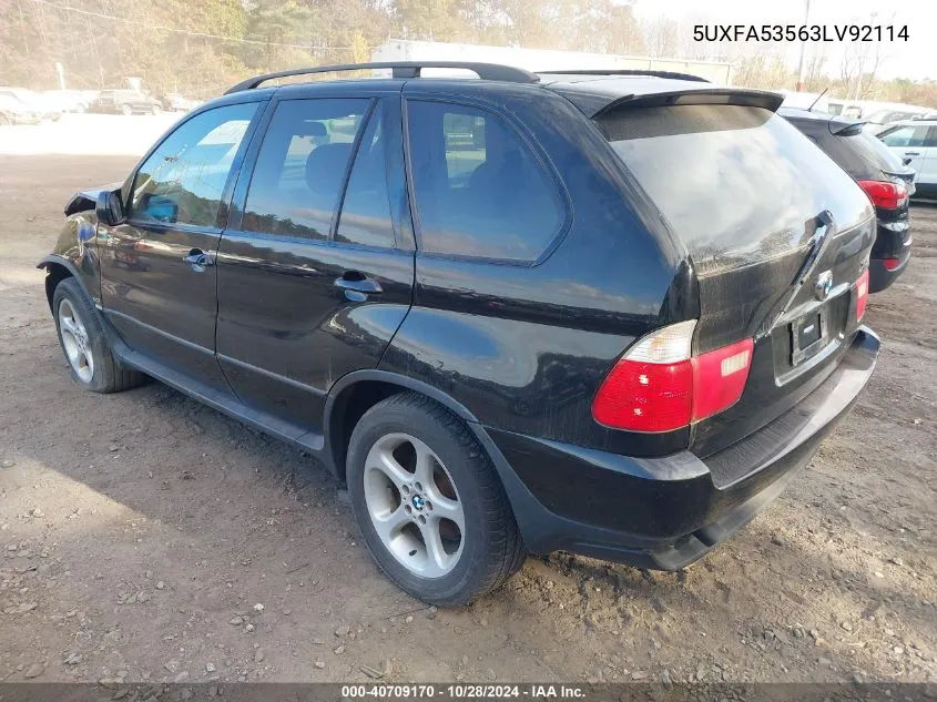 2003 BMW X5 3.0I VIN: 5UXFA53563LV92114 Lot: 40709170