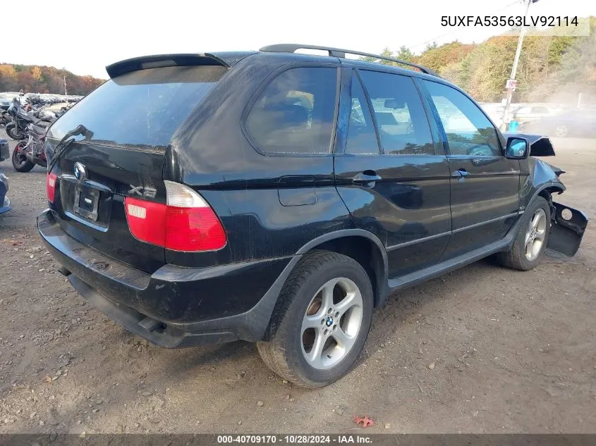 2003 BMW X5 3.0I VIN: 5UXFA53563LV92114 Lot: 40709170