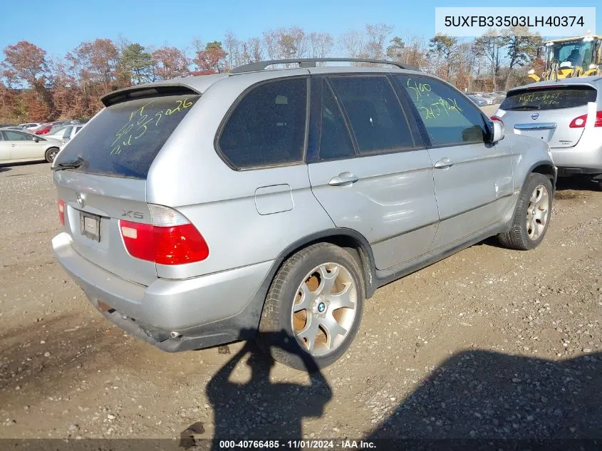 2003 BMW X5 4.4I VIN: 5UXFB33503LH40374 Lot: 40766485