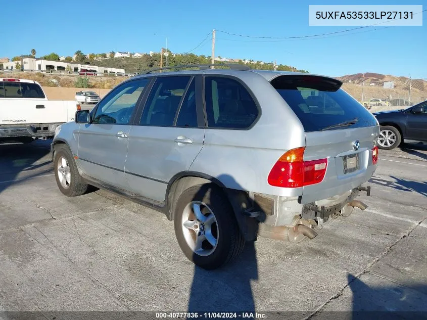 2003 BMW X5 3.0I VIN: 5UXFA53533LP27131 Lot: 40777836