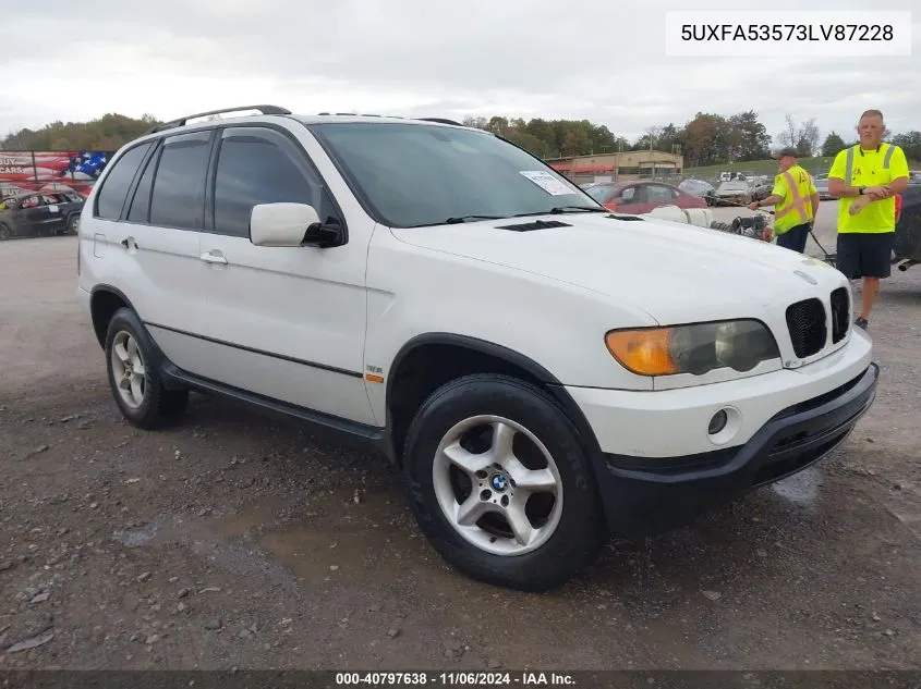 2003 BMW X5 3.0I VIN: 5UXFA53573LV87228 Lot: 40797638