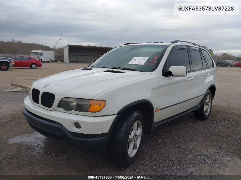 2003 BMW X5 3.0I VIN: 5UXFA53573LV87228 Lot: 40797638