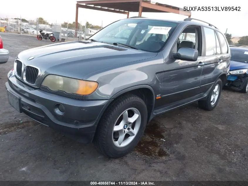 2003 BMW X5 3.0I VIN: 5UXFA53513LV89542 Lot: 40858744