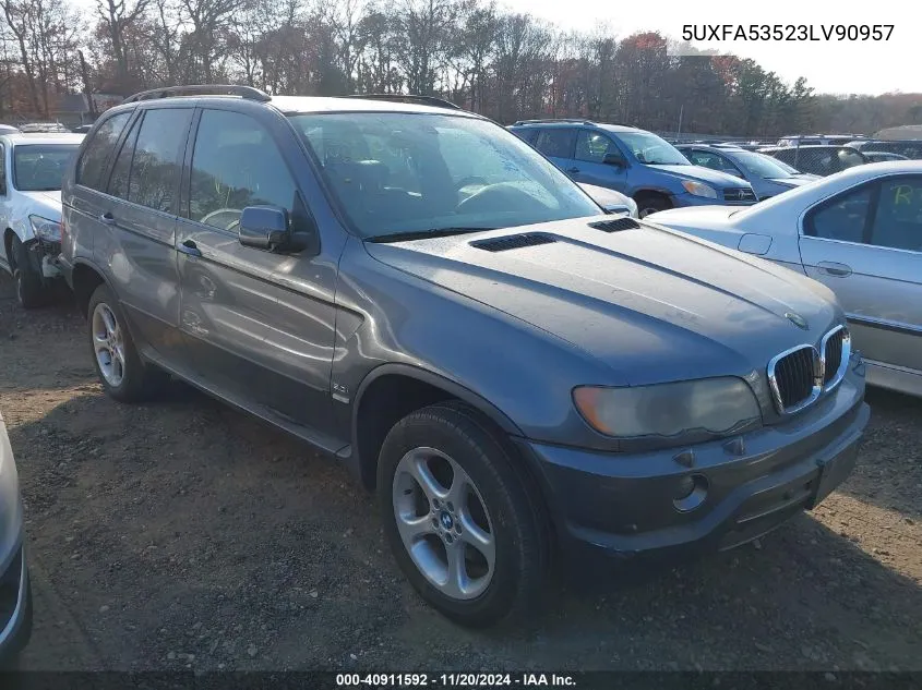 2003 BMW X5 3.0I VIN: 5UXFA53523LV90957 Lot: 40911592