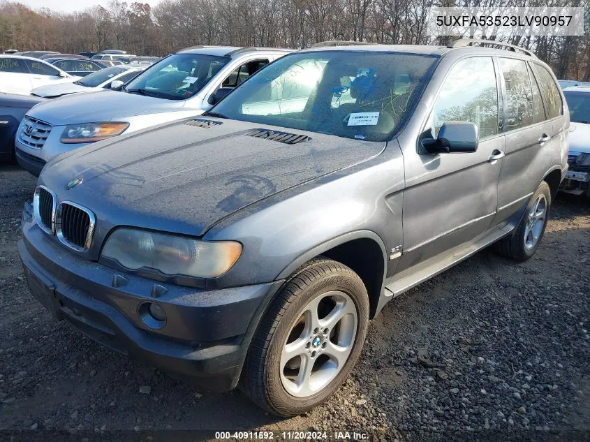 2003 BMW X5 3.0I VIN: 5UXFA53523LV90957 Lot: 40911592