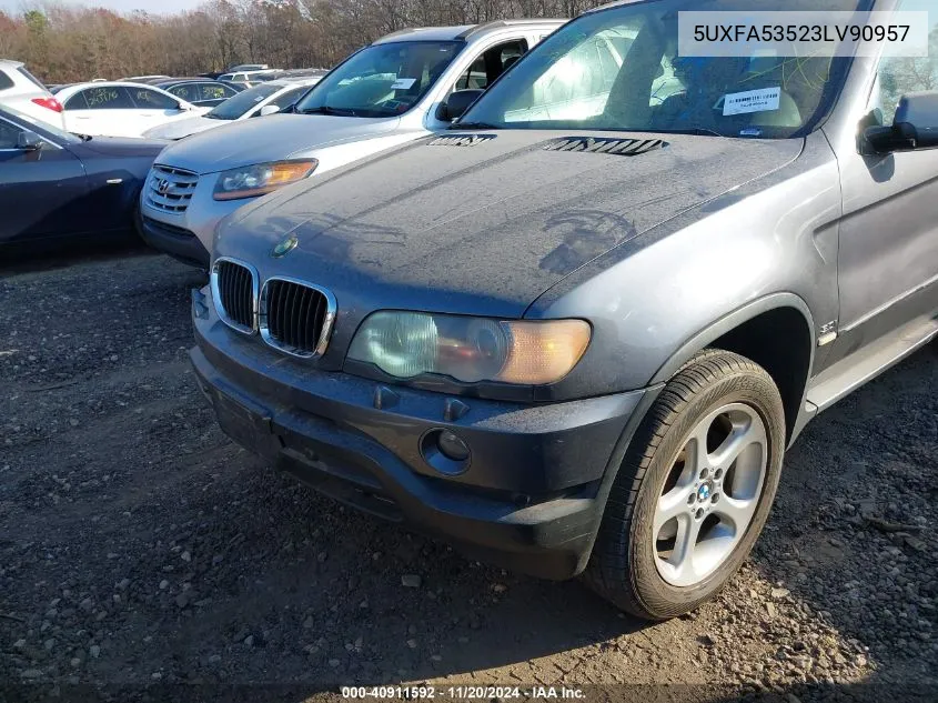 2003 BMW X5 3.0I VIN: 5UXFA53523LV90957 Lot: 40911592