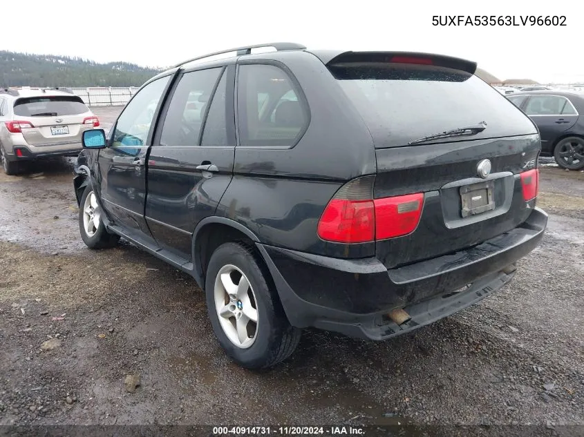 2003 BMW X5 3.0I VIN: 5UXFA53563LV96602 Lot: 40914731