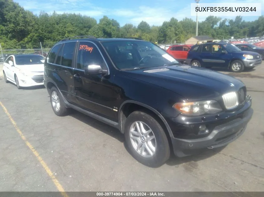 2004 BMW X5 4.4I VIN: 5UXFB53554LV03244 Lot: 39774904