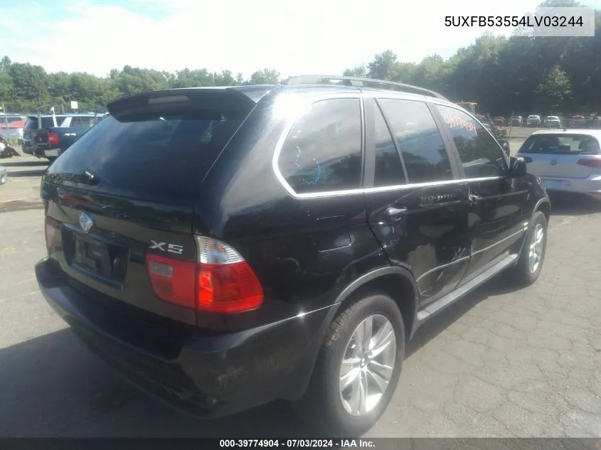 2004 BMW X5 4.4I VIN: 5UXFB53554LV03244 Lot: 39774904