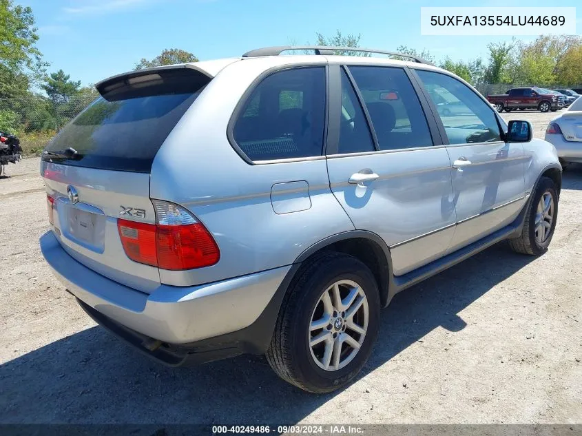 2004 BMW X5 3.0I VIN: 5UXFA13554LU44689 Lot: 40249486