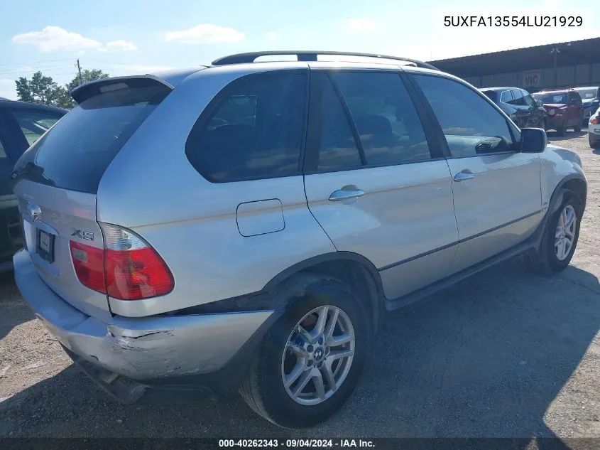 2004 BMW X5 3.0I VIN: 5UXFA13554LU21929 Lot: 40262343