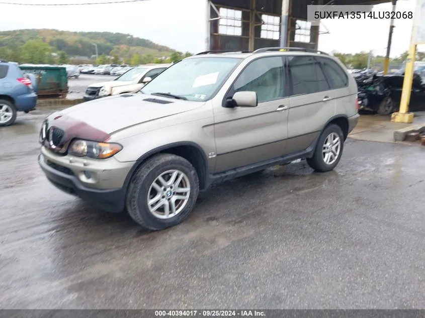 2004 BMW X5 3.0I VIN: 5UXFA13514LU32068 Lot: 40394017