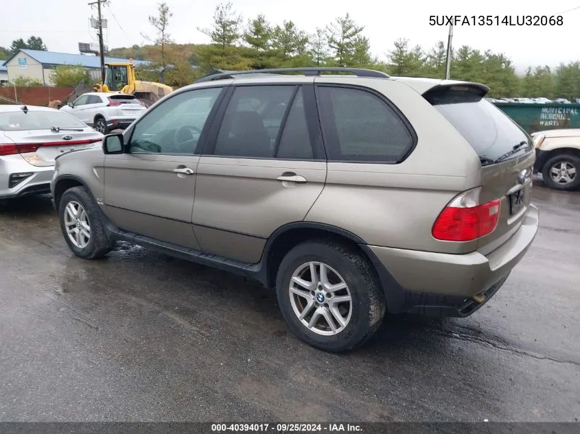 2004 BMW X5 3.0I VIN: 5UXFA13514LU32068 Lot: 40394017