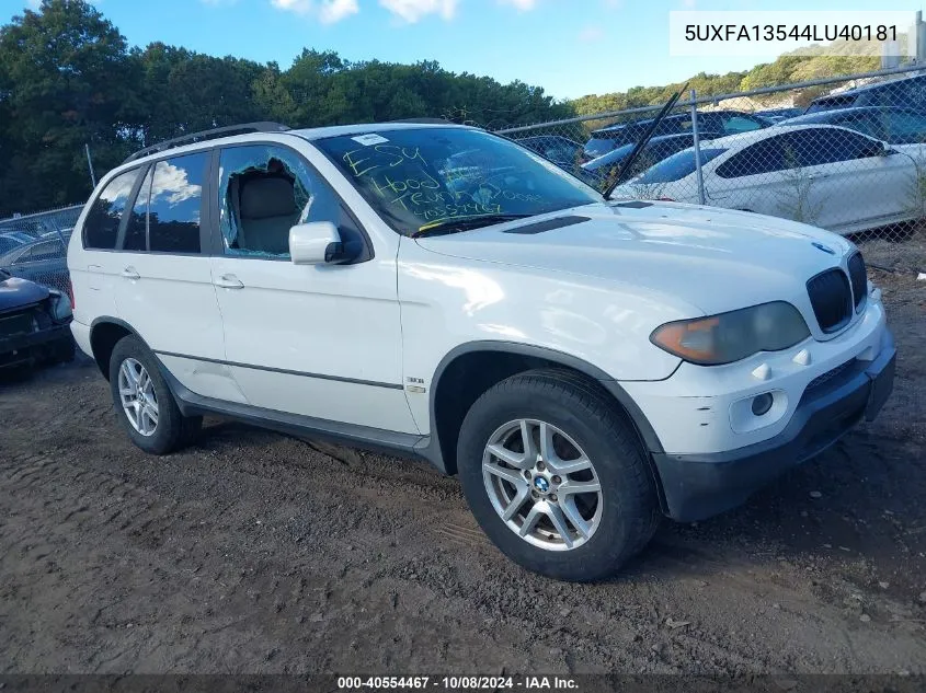 2004 BMW X5 3.0I VIN: 5UXFA13544LU40181 Lot: 40554467