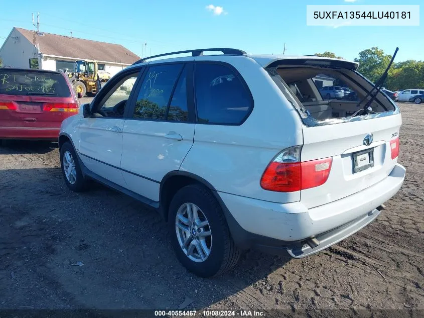 2004 BMW X5 3.0I VIN: 5UXFA13544LU40181 Lot: 40554467