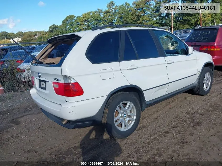 2004 BMW X5 3.0I VIN: 5UXFA13544LU40181 Lot: 40554467