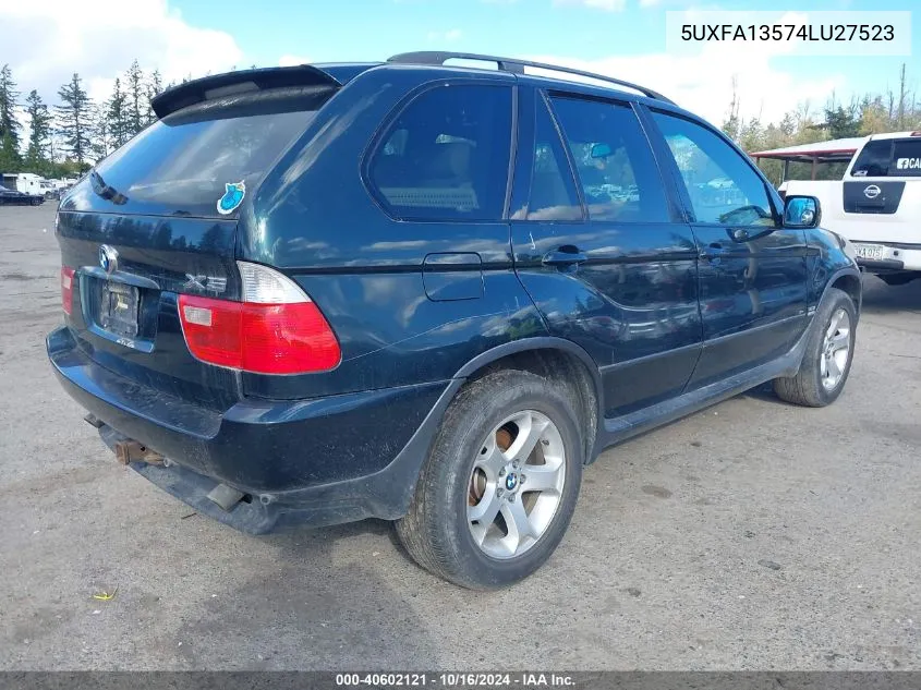 2004 BMW X5 3.0I VIN: 5UXFA13574LU27523 Lot: 40602121