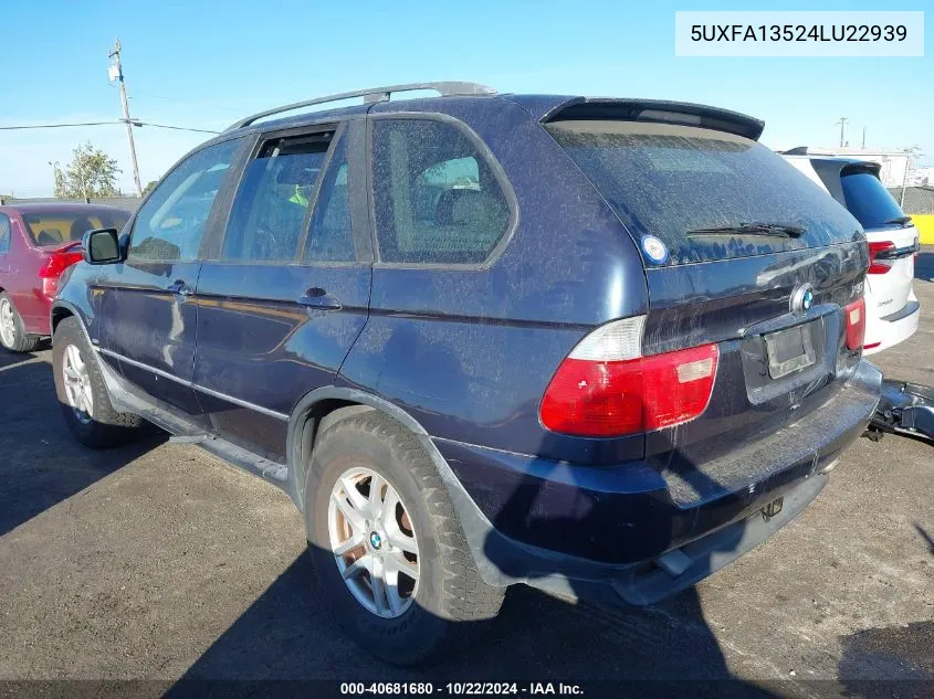 2004 BMW X5 3.0I VIN: 5UXFA13524LU22939 Lot: 40681680