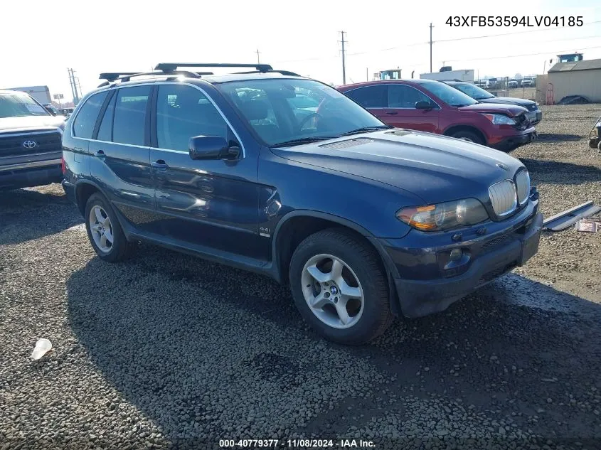 2004 BMW X5 4.4I VIN: 43XFB53594LV04185 Lot: 40779377