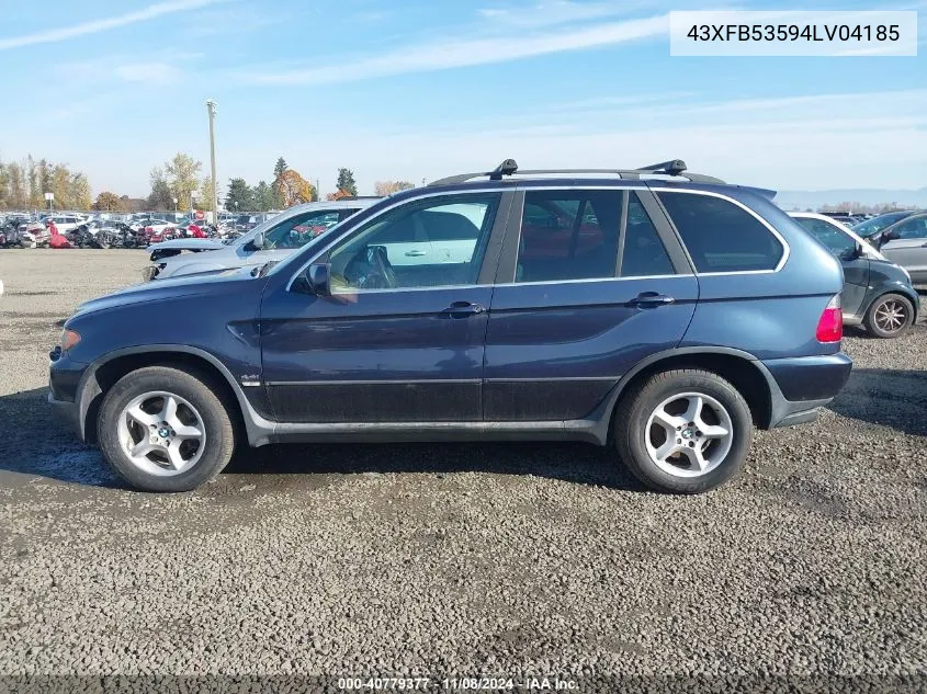 2004 BMW X5 4.4I VIN: 43XFB53594LV04185 Lot: 40779377