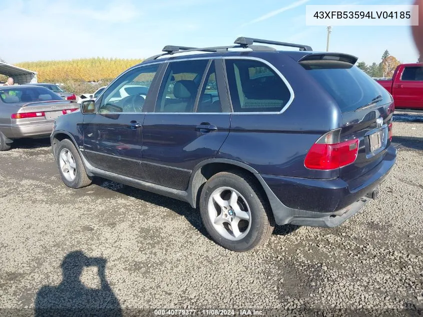 2004 BMW X5 4.4I VIN: 43XFB53594LV04185 Lot: 40779377