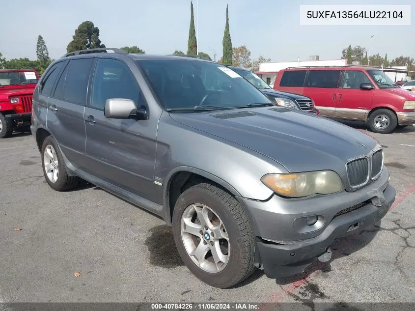 2004 BMW X5 3.0I VIN: 5UXFA13564LU22104 Lot: 40784226