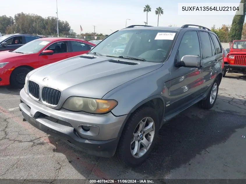 2004 BMW X5 3.0I VIN: 5UXFA13564LU22104 Lot: 40784226