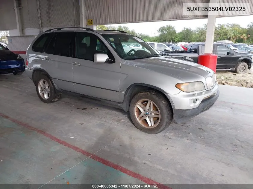 2004 BMW X5 4.4I VIN: 5UXFB53504LV02325 Lot: 40805342