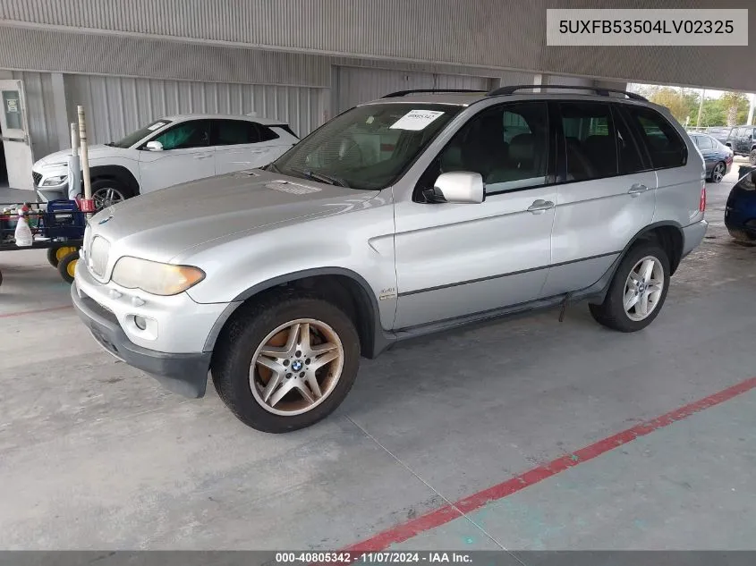 2004 BMW X5 4.4I VIN: 5UXFB53504LV02325 Lot: 40805342