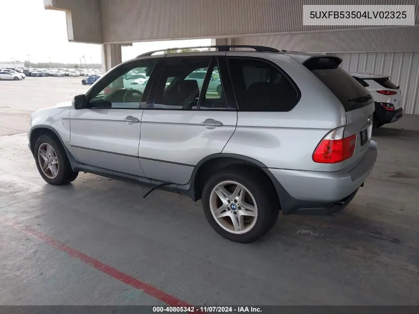 2004 BMW X5 4.4I VIN: 5UXFB53504LV02325 Lot: 40805342