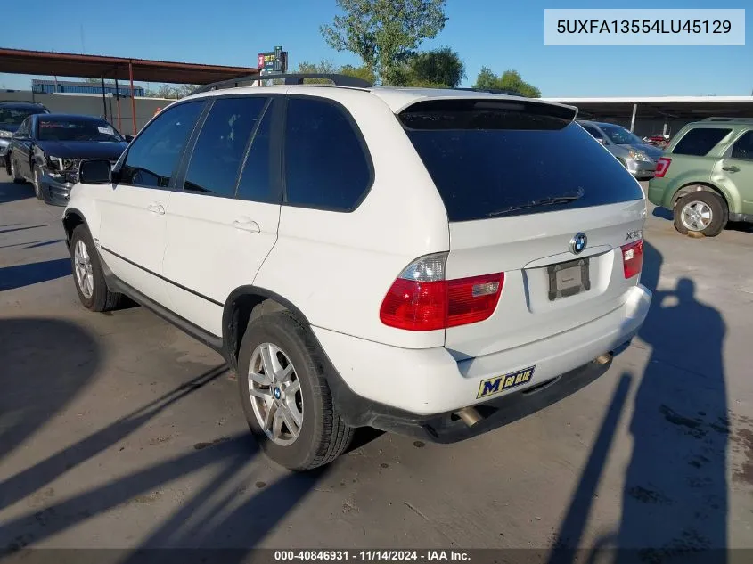 2004 BMW X5 3.0I VIN: 5UXFA13554LU45129 Lot: 40846931