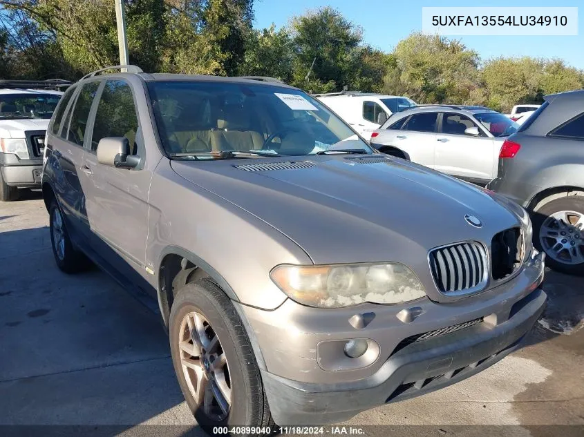 2004 BMW X5 3.0I VIN: 5UXFA13554LU34910 Lot: 40899040