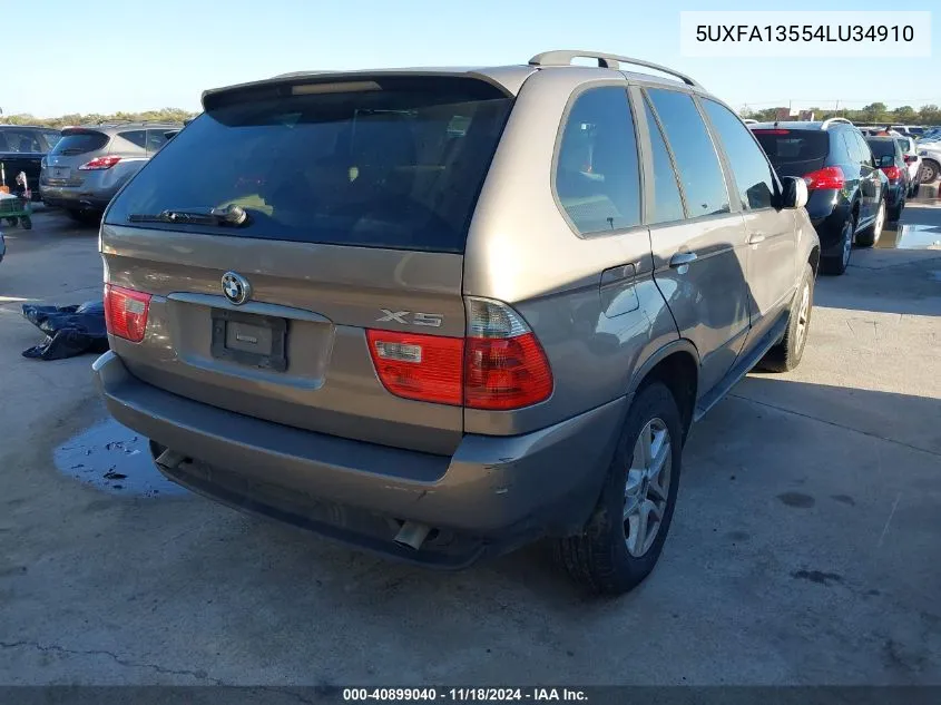 2004 BMW X5 3.0I VIN: 5UXFA13554LU34910 Lot: 40899040