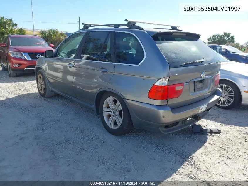 2004 BMW X5 4.4I VIN: 5UXFB53504LV01997 Lot: 40913216