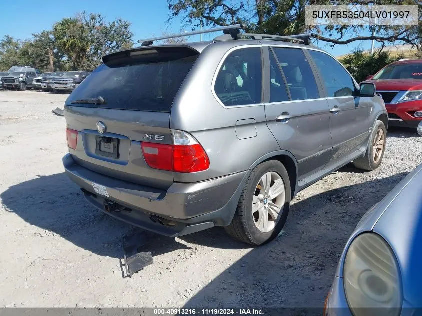 2004 BMW X5 4.4I VIN: 5UXFB53504LV01997 Lot: 40913216