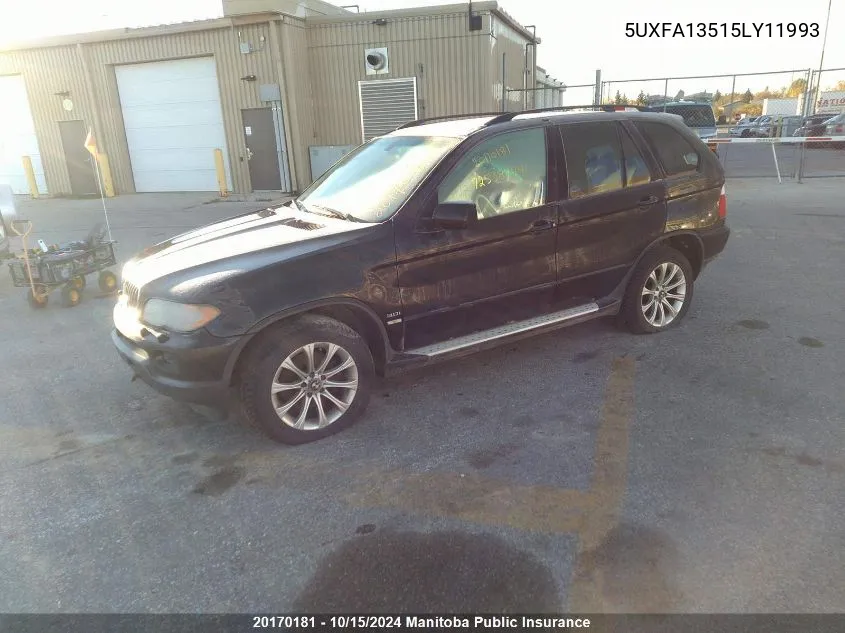 2005 BMW X5 3.0I VIN: 5UXFA13515LY11993 Lot: 20170181