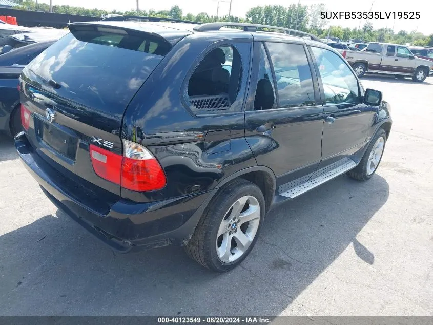 2005 BMW X5 4.4I VIN: 5UXFB53535LV19525 Lot: 40123549