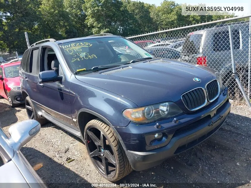 2005 BMW X5 3.0I VIN: 5UXFA13595LY04998 Lot: 40182354