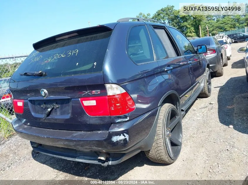 2005 BMW X5 3.0I VIN: 5UXFA13595LY04998 Lot: 40182354