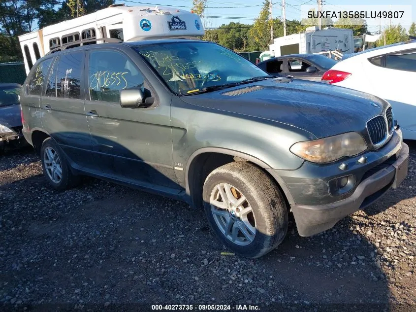 2005 BMW X5 3.0I VIN: 5UXFA13585LU49807 Lot: 40273735